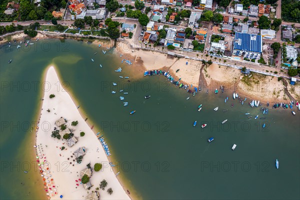 Long sandy beach in Alter do Chao along the amazon river