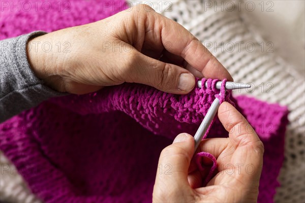 Knitting process close up. Resolution and high quality beautiful photo