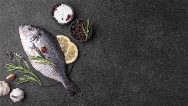 Minimalist fresh sea bream fish