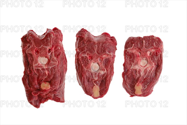 Raw fresh deer ribs isolated on white background