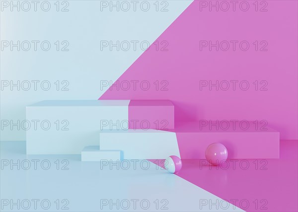 Geometric shapes background pink light blue tones