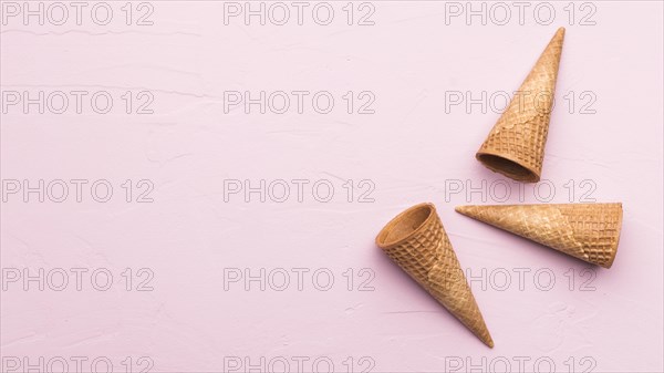 Waffle cones pink texture background. Resolution and high quality beautiful photo