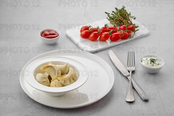 Frozen semifinished dumplings stuffed with pork meat