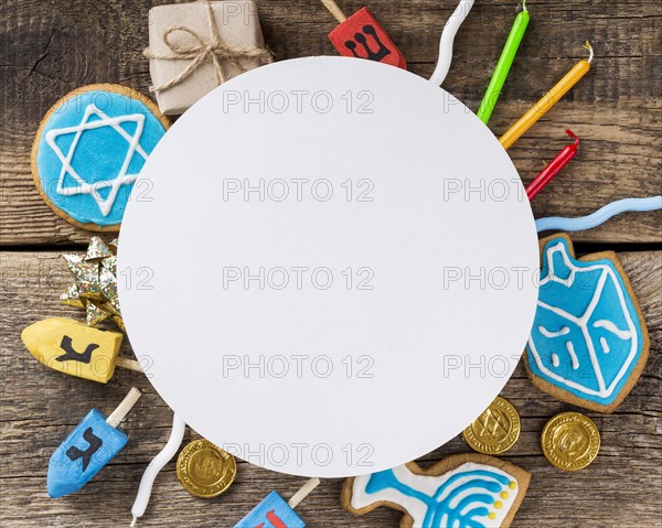 Top view hanukkah concept with copy space. Resolution and high quality beautiful photo