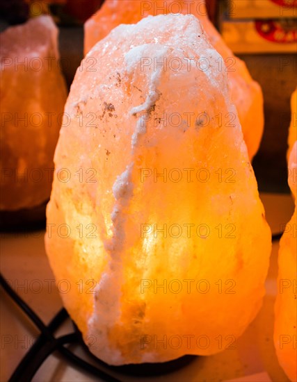 Himalayan salt lamp at the market ready to be sold