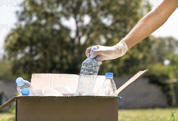 Close up individual recycling plastic bottles