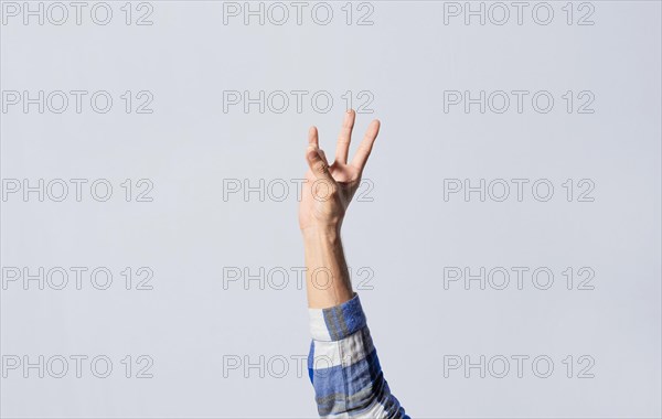 Number SEVEN in sign language. Deaf and dumb counting the number SEVEN in sign language