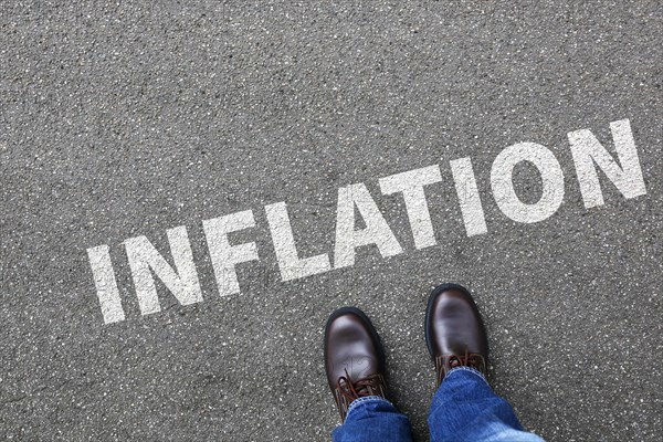 Inflation symbol image finance and economy money crisis as business concept with businessman in Stuttgart