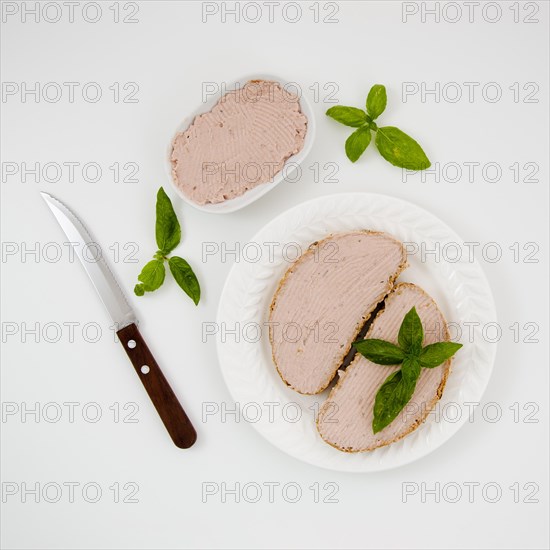 Delicious pate sandwiches plate