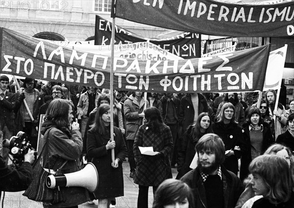 Greeks and Germans demonstrated in Bonn on 10. 3. 1973 against the Greek military junta and for freedom in Greece