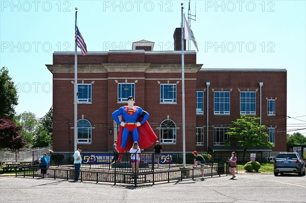 Statue of Superman in the historic centre of Metropolis