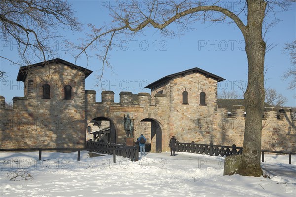 UNESCO Roman Fort Saalburg in winter with snow