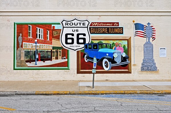 Route 66 Mural in Gillespie