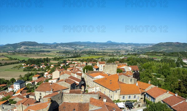 View on the Auvergne volcanoes from the tower of Montpeyroux labelled Les Plus Beaux Villages de France