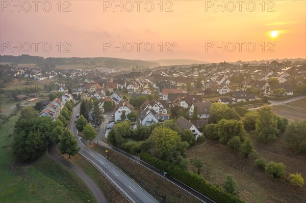 Small village in the sunset