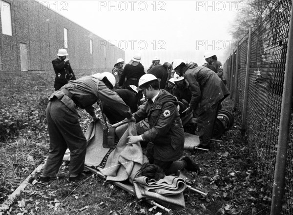 An emergency exercise of the fire brigade