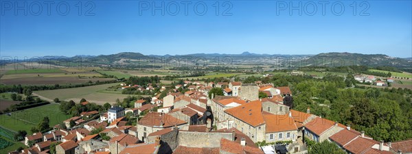 View on the Auvergne volcanoes from the tower of Montpeyroux labelled Les Plus Beaux Villages de France