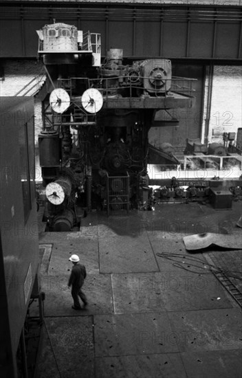 Steel production at Hoesch AG Westfalenhuette in 1966 in Dortmund