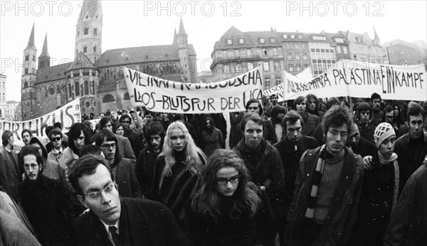 Predominantly students demonstrated for a hands off Laos in 1970 in Bonn against the deployment of the US army in Indochina