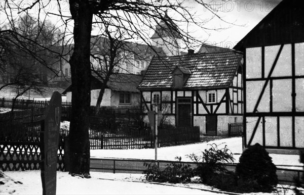 The village of Grafschaft in the winter of 1966 in the district of Meschede near Arnsberg in Hochsauerland