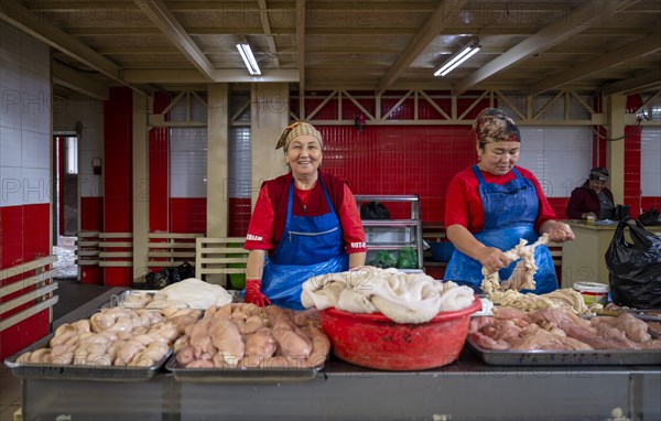 Saleswoman of meat products