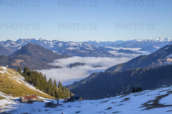 View into the foggy Inn valley