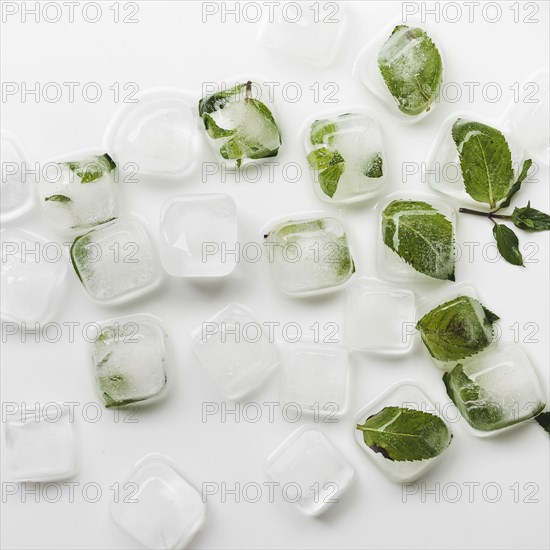 Ice cubes leaves