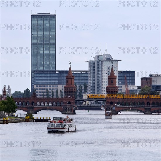 Spree with Oberbaum Bridge and Treptowers high-rise