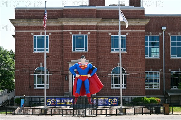 Statue of Superman in the historic centre of Metropolis