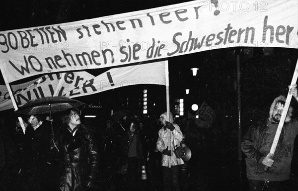 The dismissal of two nurses was protested by parts of the staff at Essen Hospital on 19 October 1973