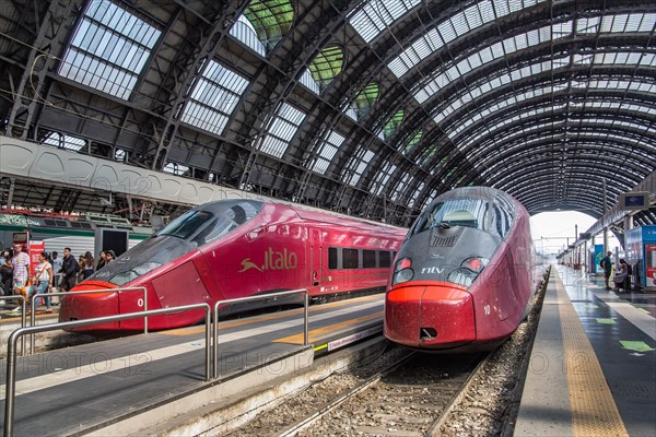 High-speed trains in the central station Statione Centrale