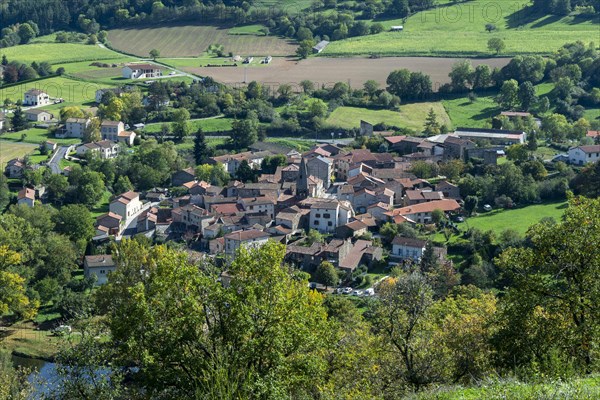 View on Saint Cirgues village. Haut-Allier region. Haute-Loire department. Auvergne Rhone Alpes. France