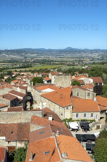 View on the Auvergne volcanoes from the tower of Montpeyroux labelled Les Plus Beaux Villages de France