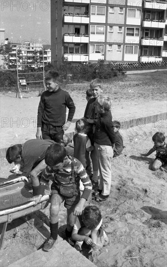 Children's playground in the Dortmund district of Scharnhorst on 4. 4. 1966