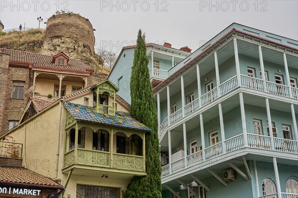 Typical houses with wooden balconies