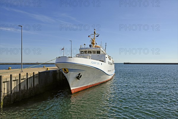 Passenger ship Funny Girl in the harbour of Helgoland Island