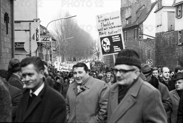 The 4th party congress of the radical right-wing NPD on 13 February 1970 in Wertheim in Baden-Wuerttemberg was accompanied by massive protests by democratic associations and parties