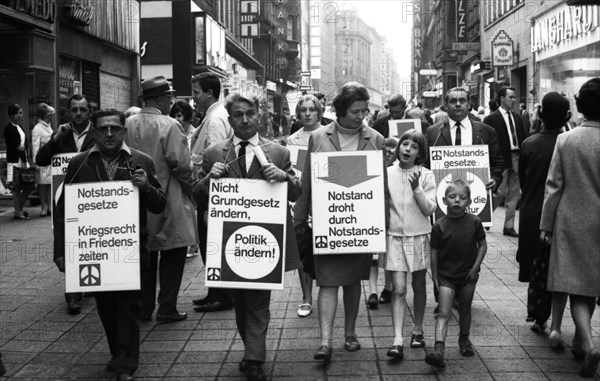 Leftists and students protesting in Dortmund in 1967 against the emergency laws and the murder of student Benno Ohnesorg