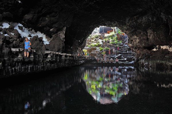 The grotto with the pond of white crabs in Jameos del Agua