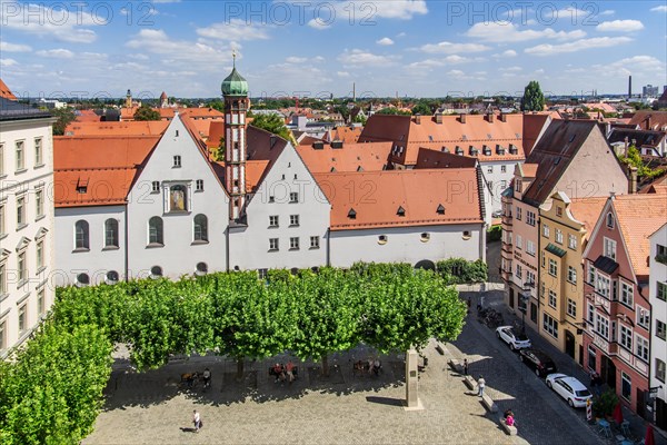 Elias-Holl-Platz with convent of the Franciscan Sisters of Maria Stern