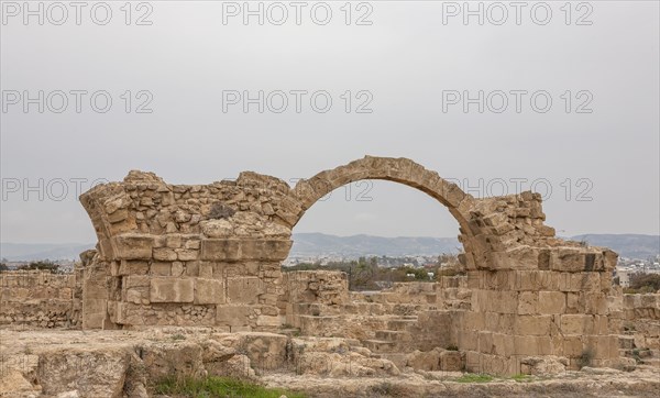 Saranda Kolones in the excavation area in Pafos