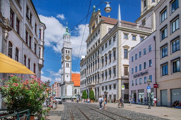 Maximilianstrasse with Perlachturm and City Hall