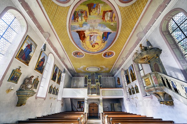 Organ loft and ceiling frescoes