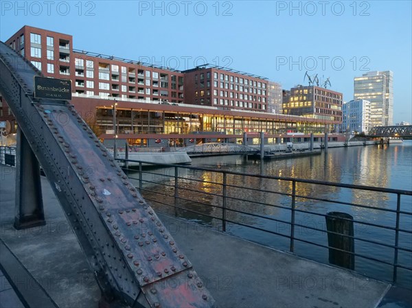 The Busanbruecke in Hamburg's Hafencity and in the background the Elbtorpromenade