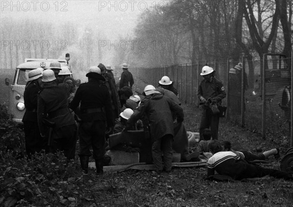 An emergency exercise of the fire brigade