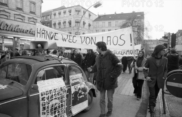 Predominantly students demonstrated for a hands off Laos in 1970 in Bonn against the deployment of the US army in Indochina