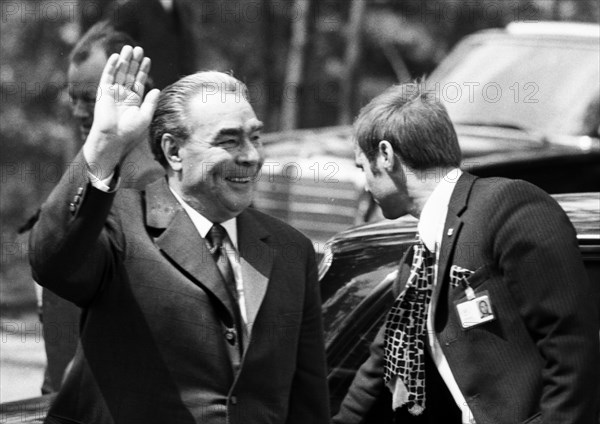 The visit of the Soviet Head of State and Party Leonid Brezhnev to Bonn from 18-22 May 1973 was a step towards easing tensions in Willy Brandt's East-West relations. Leonid Brezhnev at Gymnich Castle