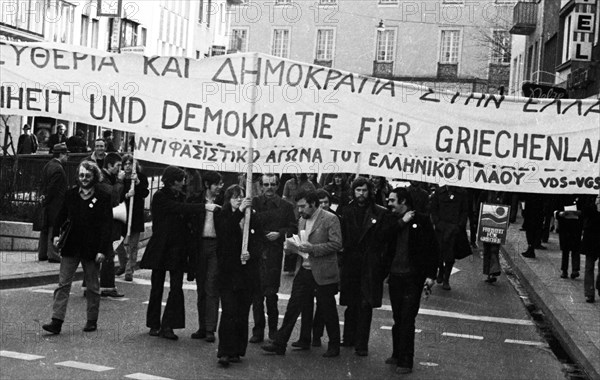 Greeks and Germans demonstrated in Bonn on 10. 3. 1973 against the Greek military junta and for freedom in Greece