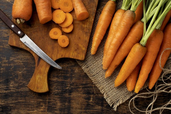 Bunch fresh carrots arrangement