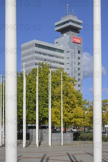 Flagpoles in front of the fairground